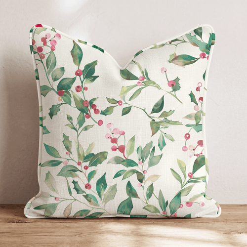 Merry and Holly Throw Pillow throw pillow - Hillcroft Home