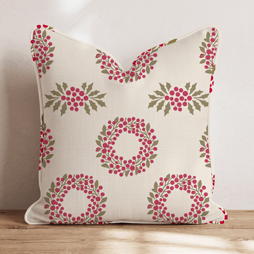 Merry Berry Mistletoe Throw Pillow throw pillow - Hillcroft Home