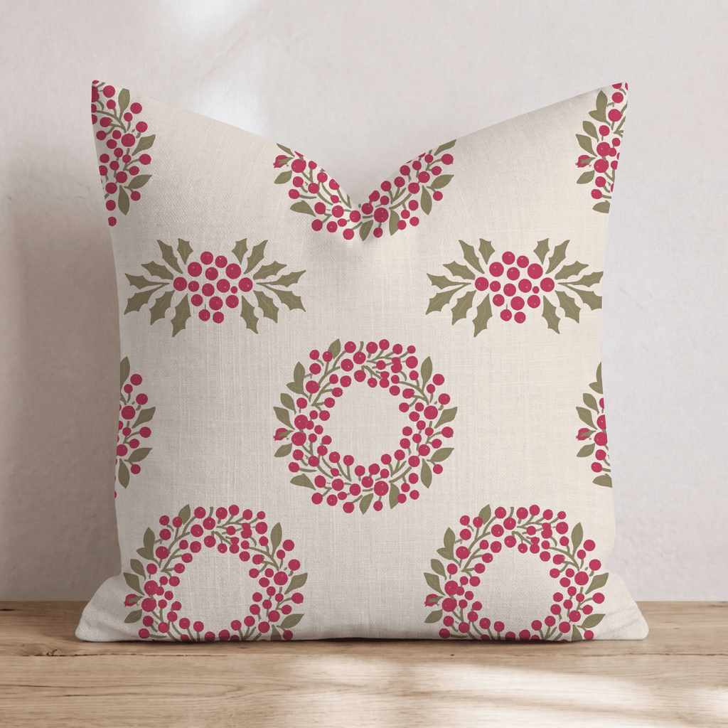 Merry Berry Mistletoe Throw Pillow throw pillow - Hillcroft Home