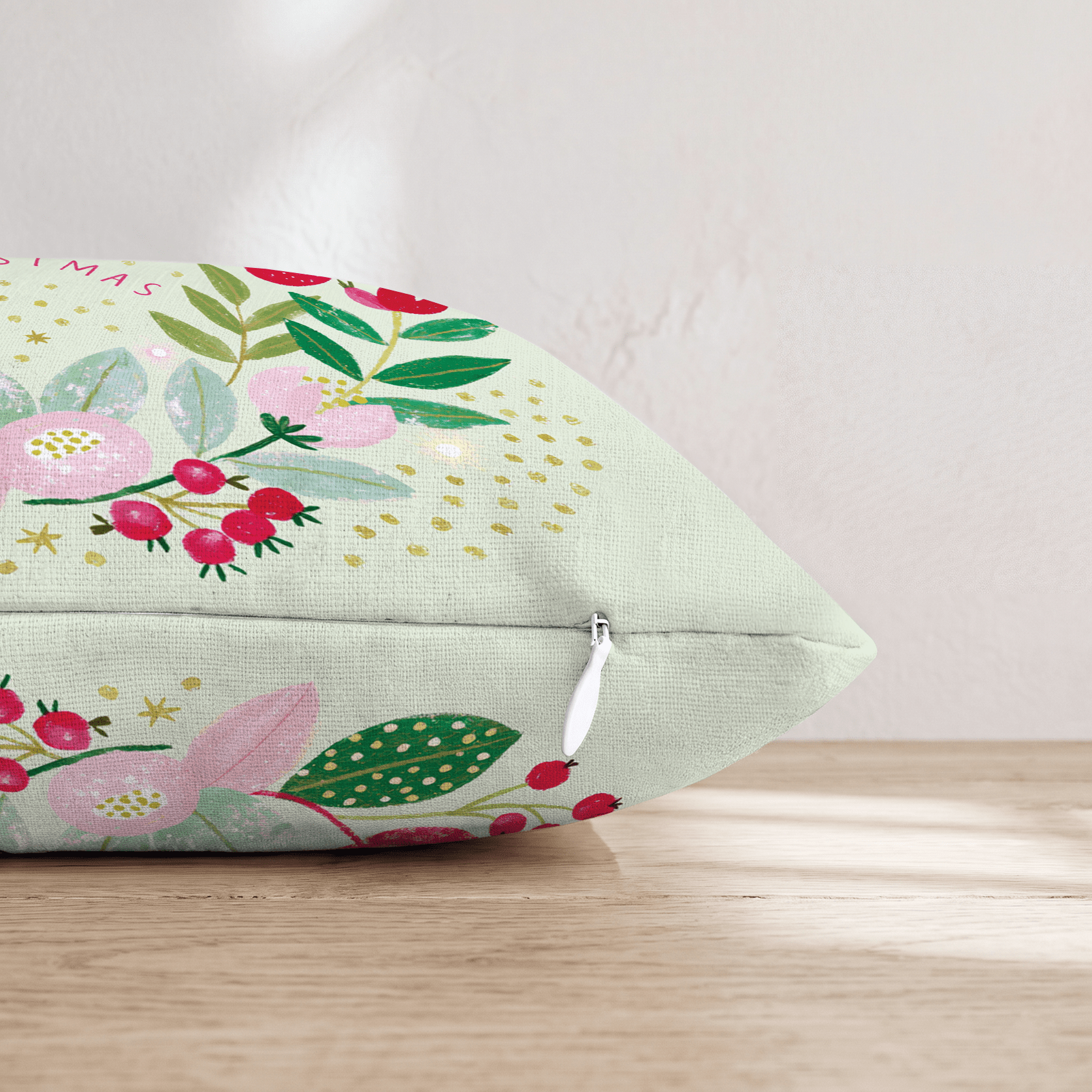 Merry Christmas Berry Wreath Throw Pillow - Hillcroft Home