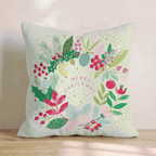 Merry Christmas Berry Wreath Throw Pillow - Hillcroft Home
