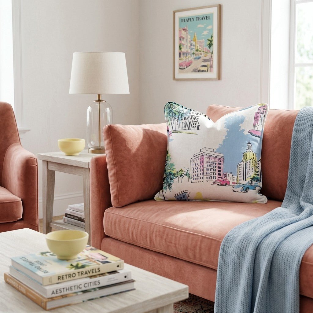 Miami Vice Versa Throw Pillow - Hillcroft Home