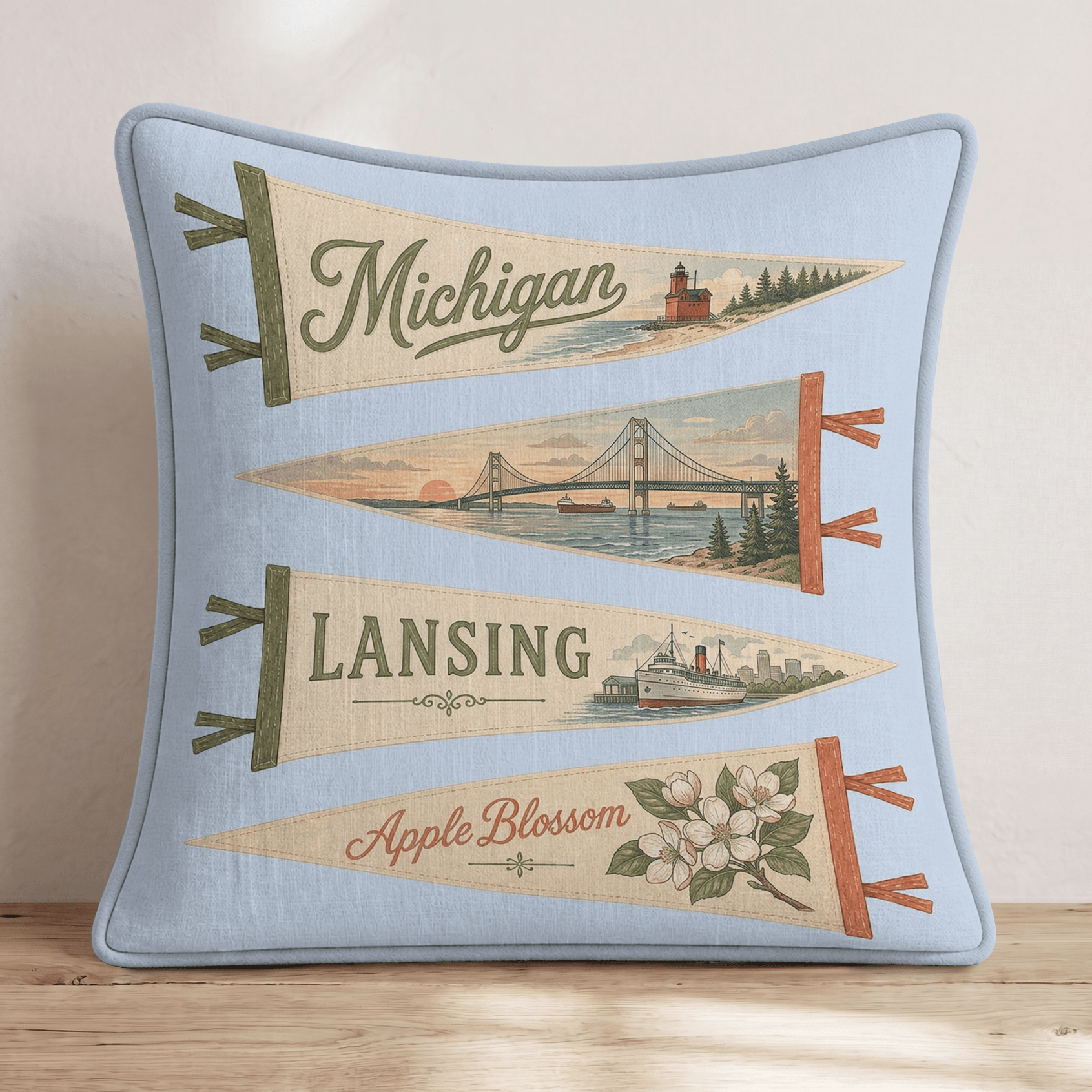 Michigan Pennant Throw Pillow - Hillcroft Home