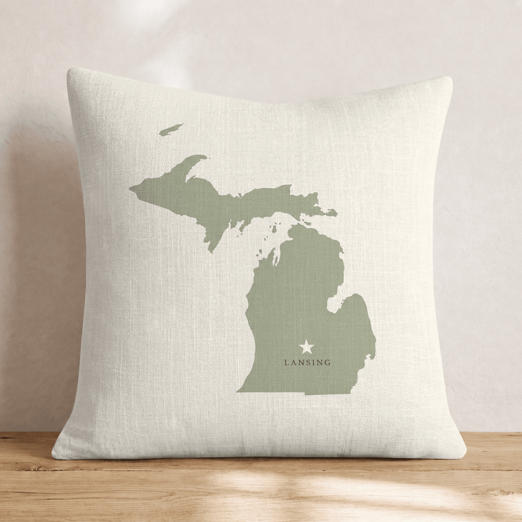 Michigan State Capital Throw Pillow - Hillcroft Home