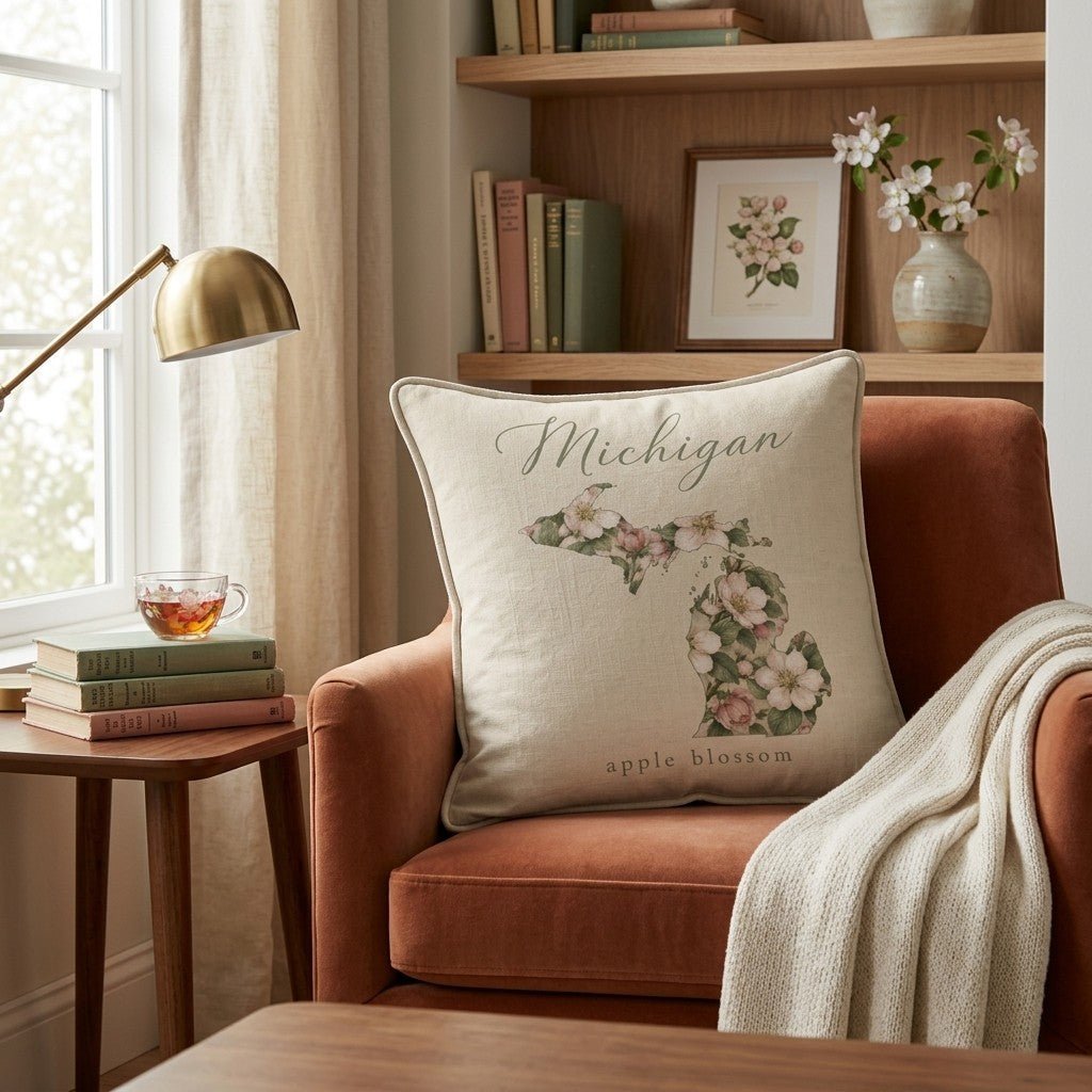 Michigan State Flower Throw Pillow - Hillcroft Home
