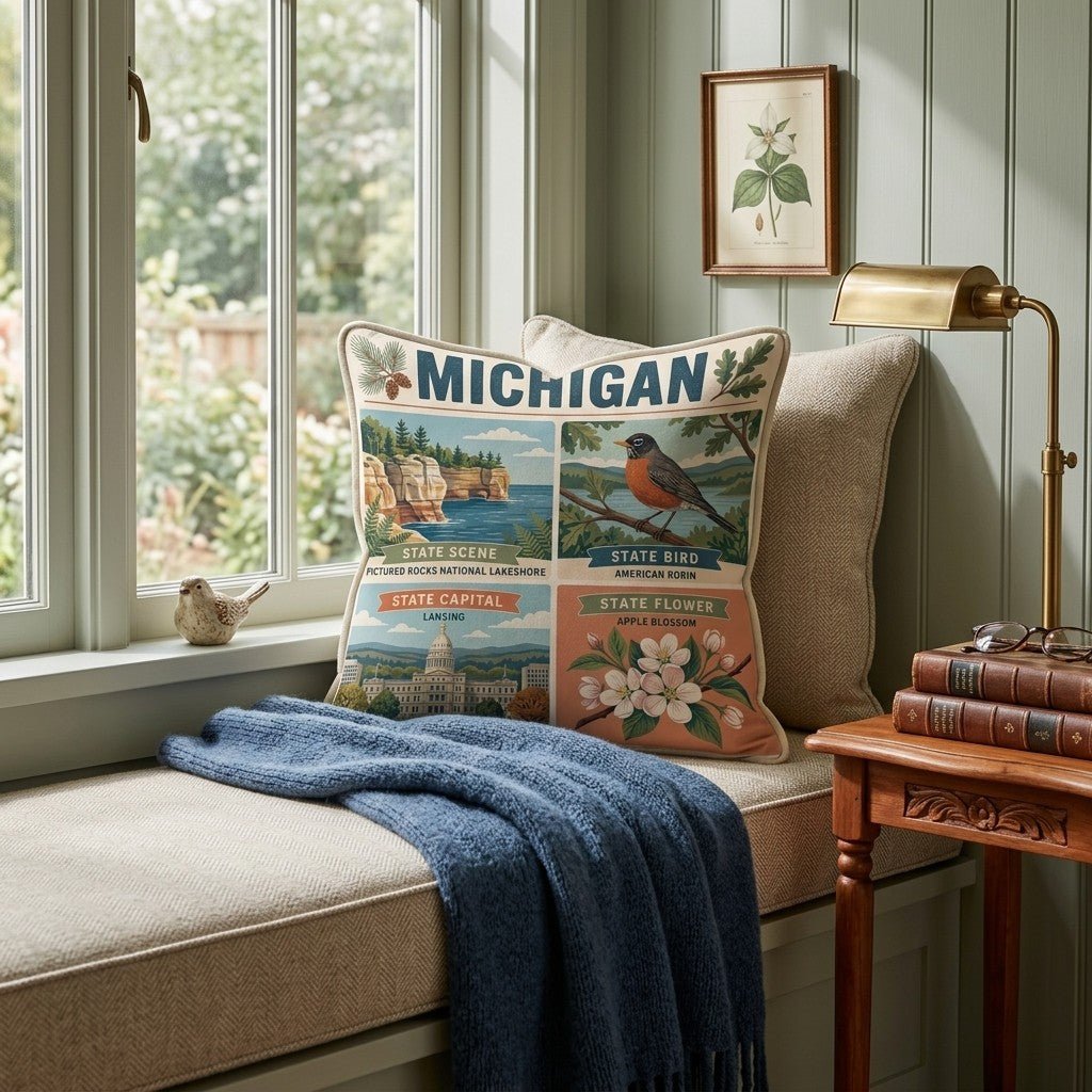 Michigan State Symbol Throw Pillow - Hillcroft Home