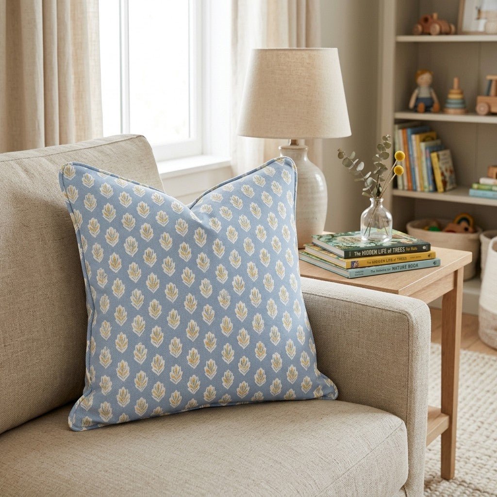 Micro Denim Throw Pillow - Hillcroft Home