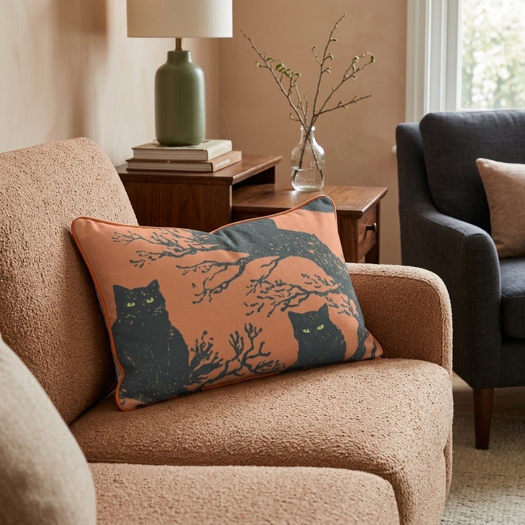Midnight Felines Throw Pillow - Hillcroft Home