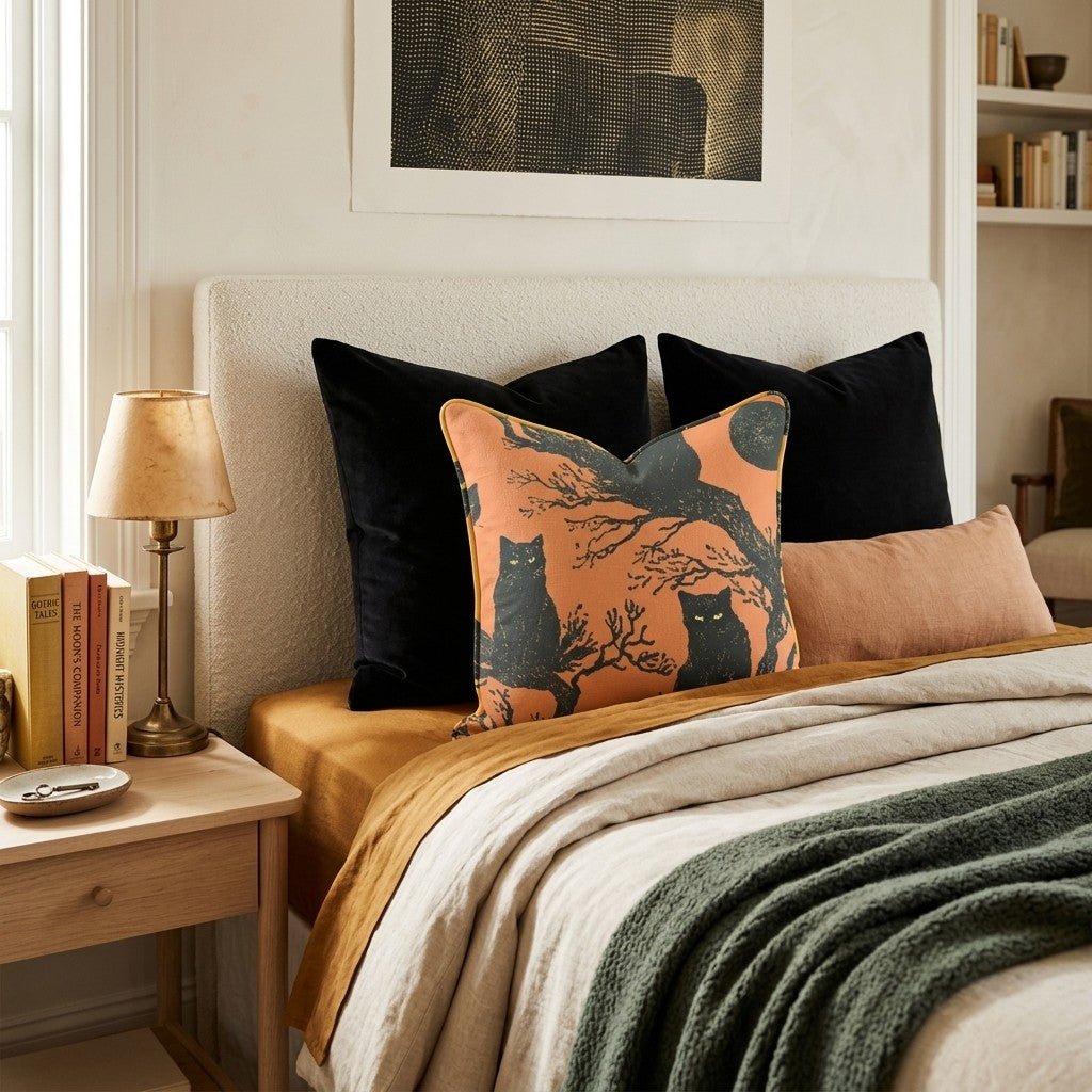 Midnight Felines Throw Pillow - Hillcroft Home