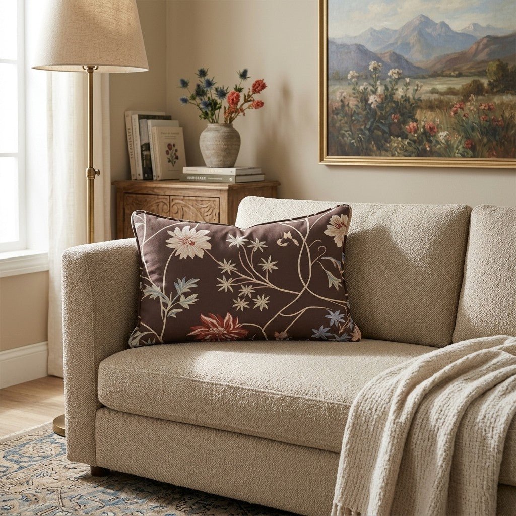 Midnight Garden Vine Throw Pillow throw pillow - Hillcroft Home