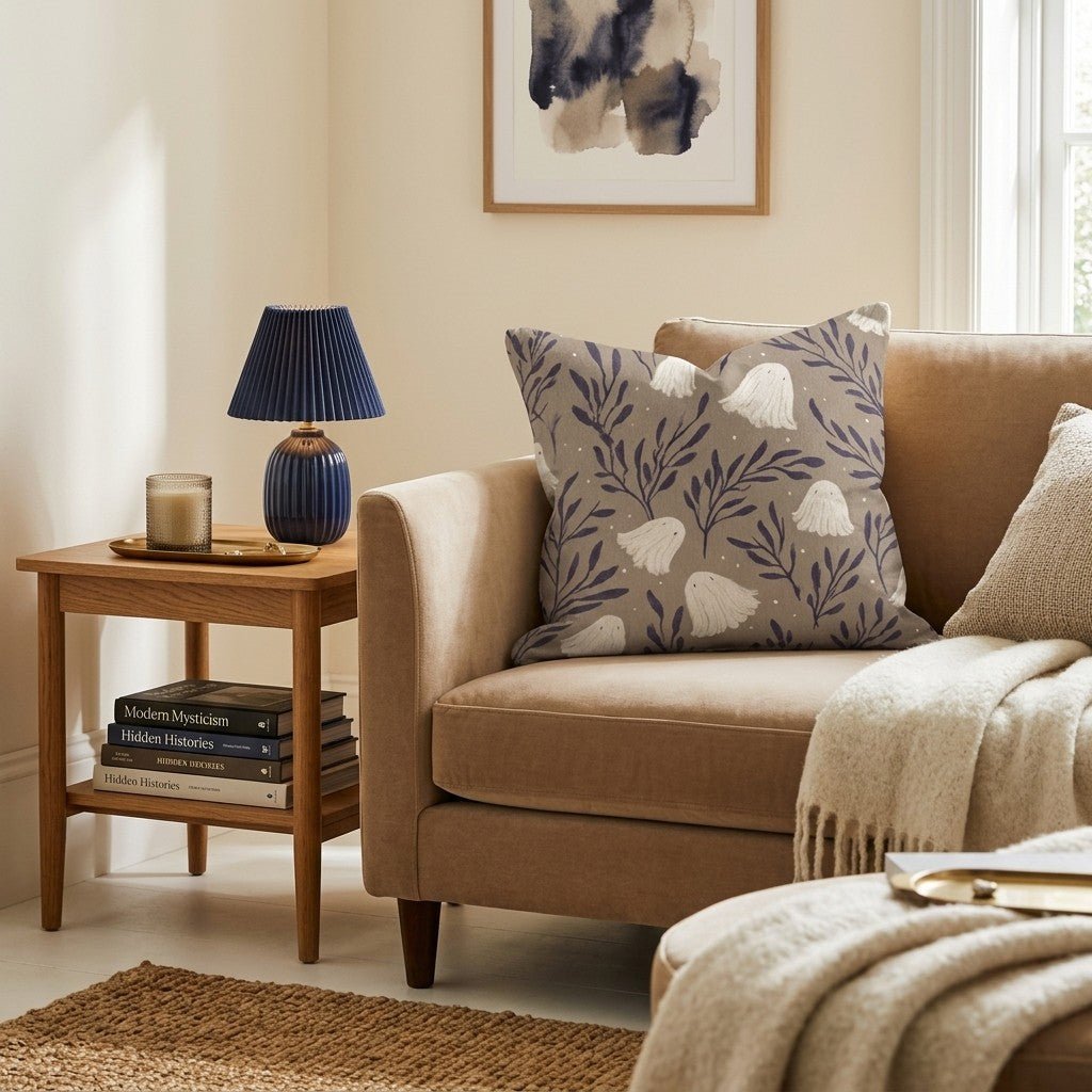 Midnight Ghost Botanical Throw Pillow - Hillcroft Home