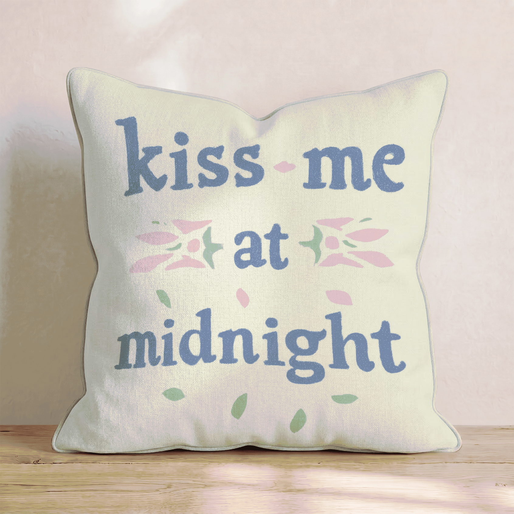 Midnight Kiss Script Throw Pillow - Hillcroft Home