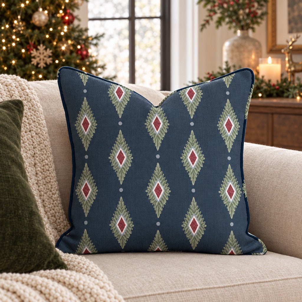 Midnight Mass Ikat Throw Pillow throw pillow - Hillcroft Home