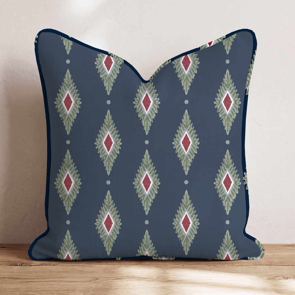 Midnight Mass Ikat Throw Pillow throw pillow - Hillcroft Home