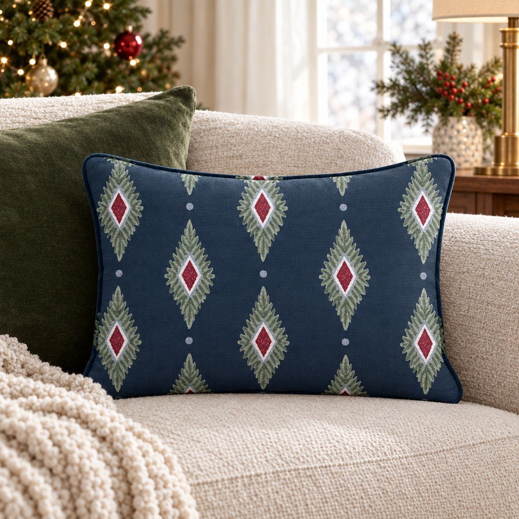 Midnight Mass Ikat Throw Pillow throw pillow - Hillcroft Home