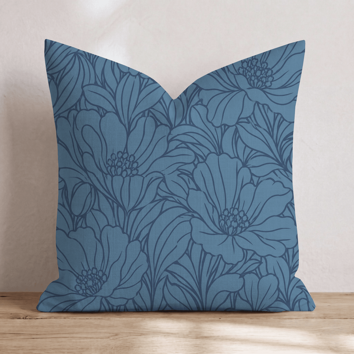 Midnight Poppy Navy Throw Pillow throw pillow - Hillcroft Home