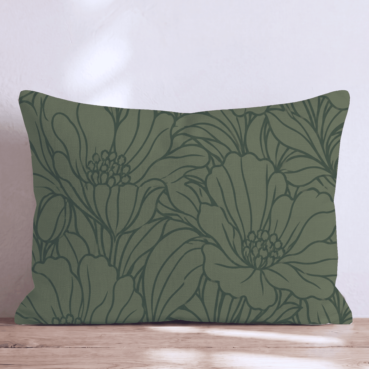 Midnight Poppy Olive Throw Pillow throw pillow - Hillcroft Home