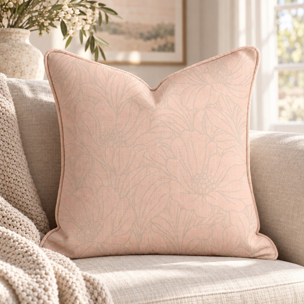 Midnight Poppy Peach Throw Pillow throw pillow - Hillcroft Home
