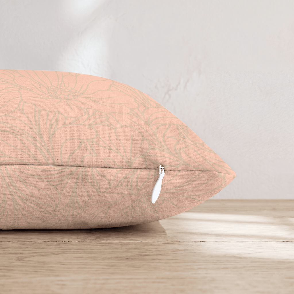 Midnight Poppy Peach Throw Pillow throw pillow - Hillcroft Home