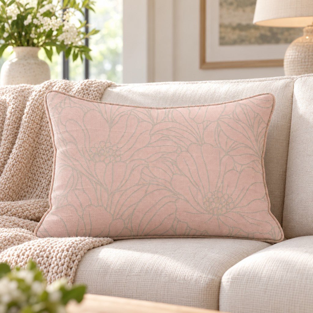 Midnight Poppy Peach Throw Pillow throw pillow - Hillcroft Home