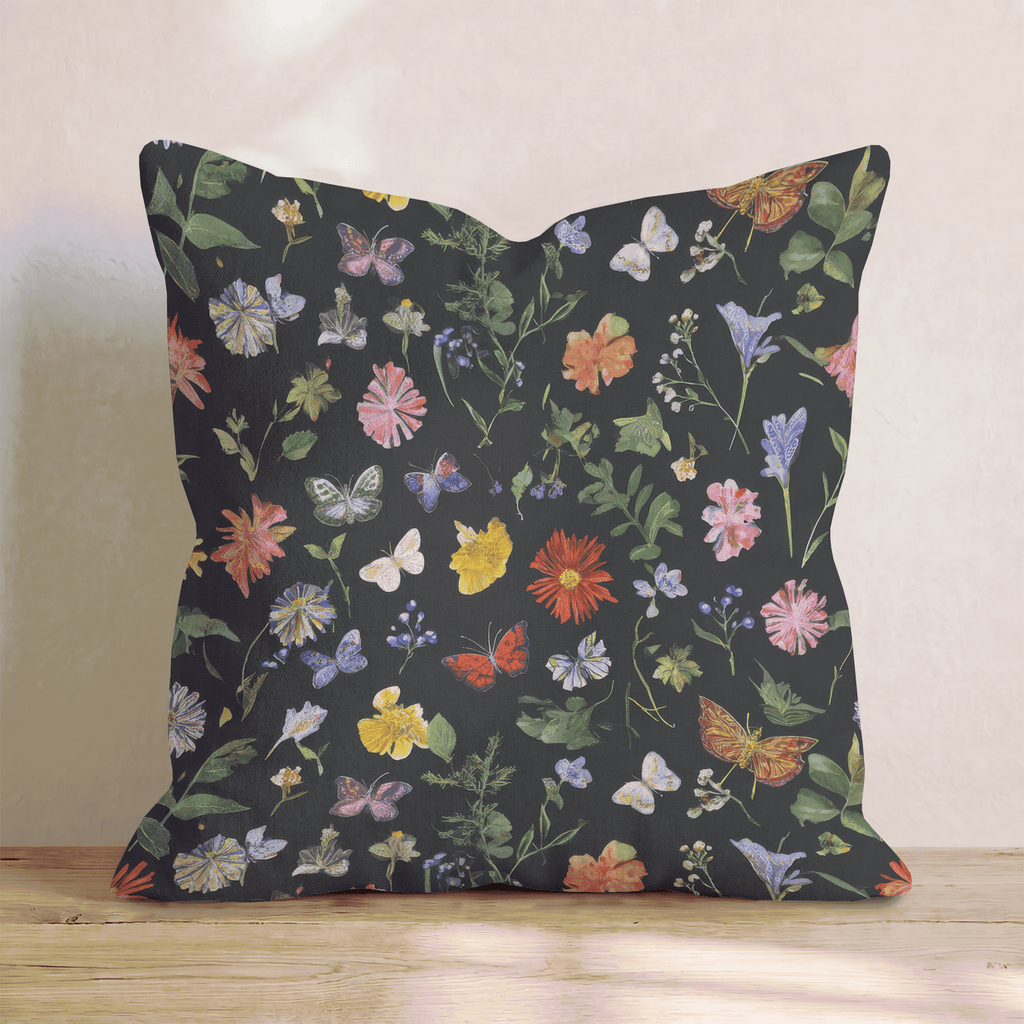 Midnight Wildflower Meadow Throw Pillow - Hillcroft Home