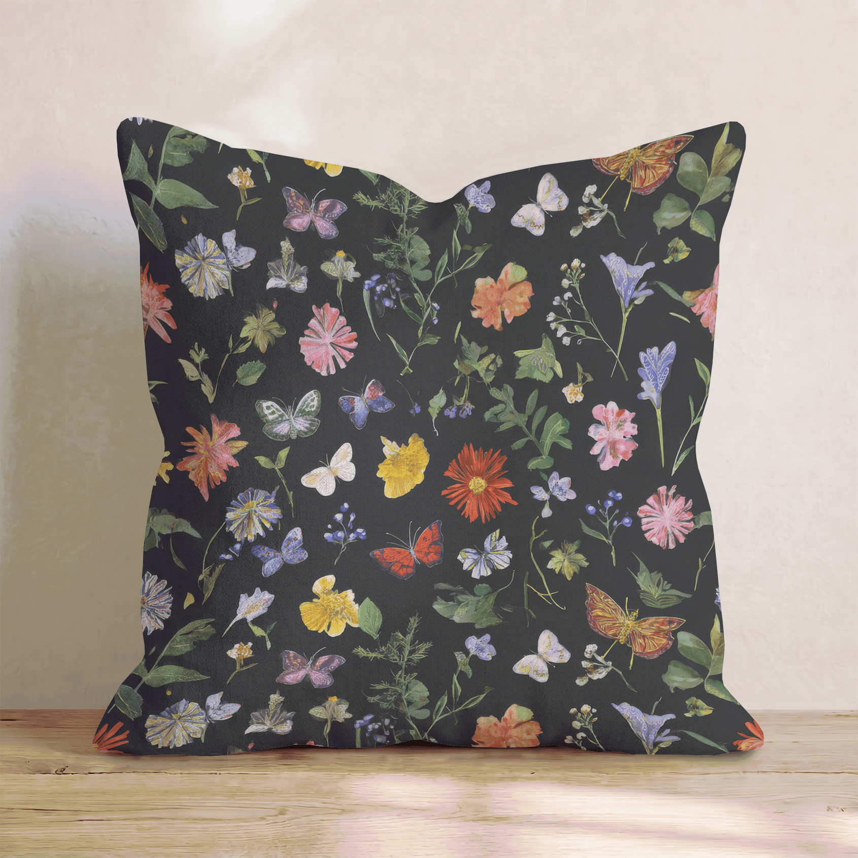 Midnight Wildflower Meadow Throw Pillow - Hillcroft Home