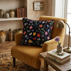 Midnight Wildflower Meadow Throw Pillow - Hillcroft Home