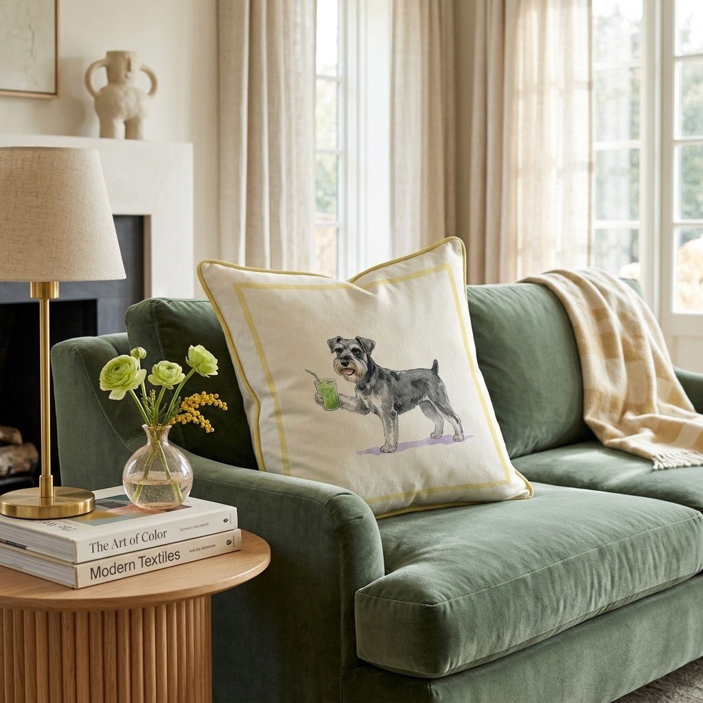 Mini Schnauzer Matcha Throw Pillow - Hillcroft Home