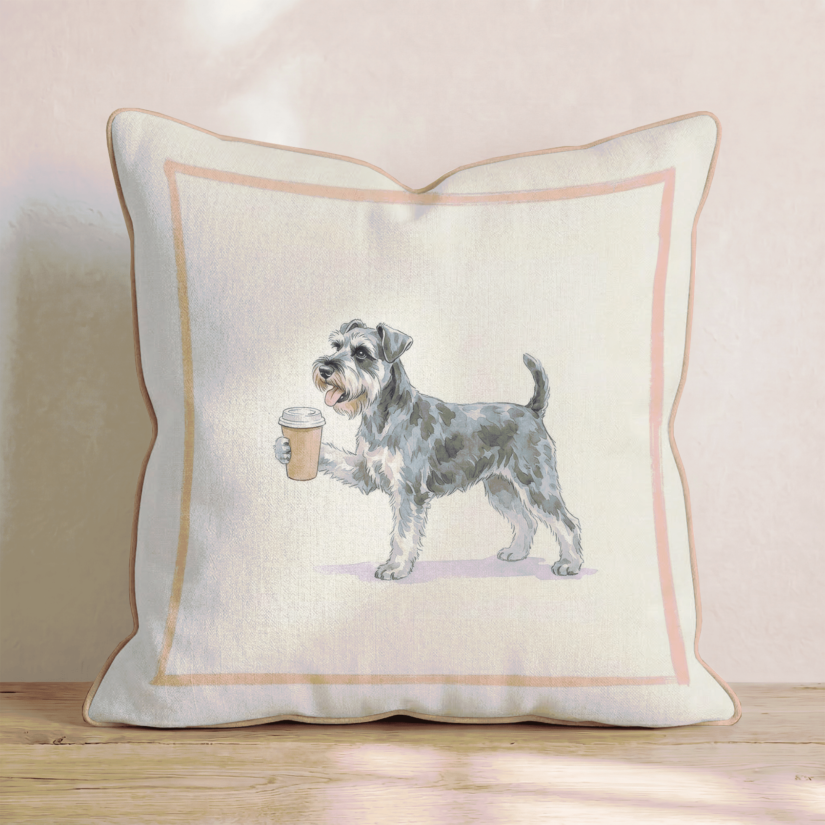 Miniature Schnauzer Coffee Throw Pillow - Hillcroft Home