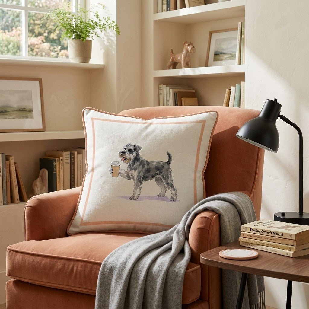 Miniature Schnauzer Coffee Throw Pillow - Hillcroft Home