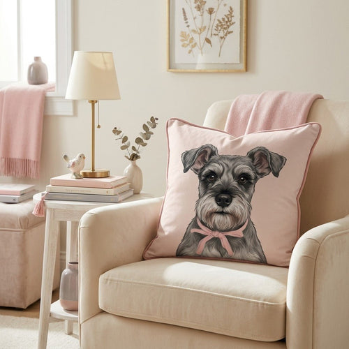Miniature Schnauzer Portrait Throw Pillow - Hillcroft Home