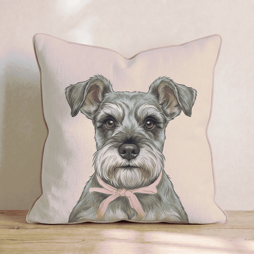 Miniature Schnauzer Portrait Throw Pillow - Hillcroft Home