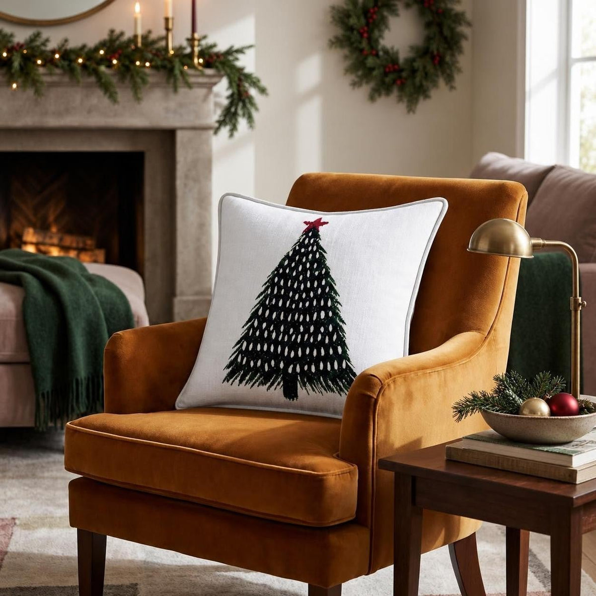 Minimalistic Christmas Tree Throw Pillow throw pillow - Hillcroft Home