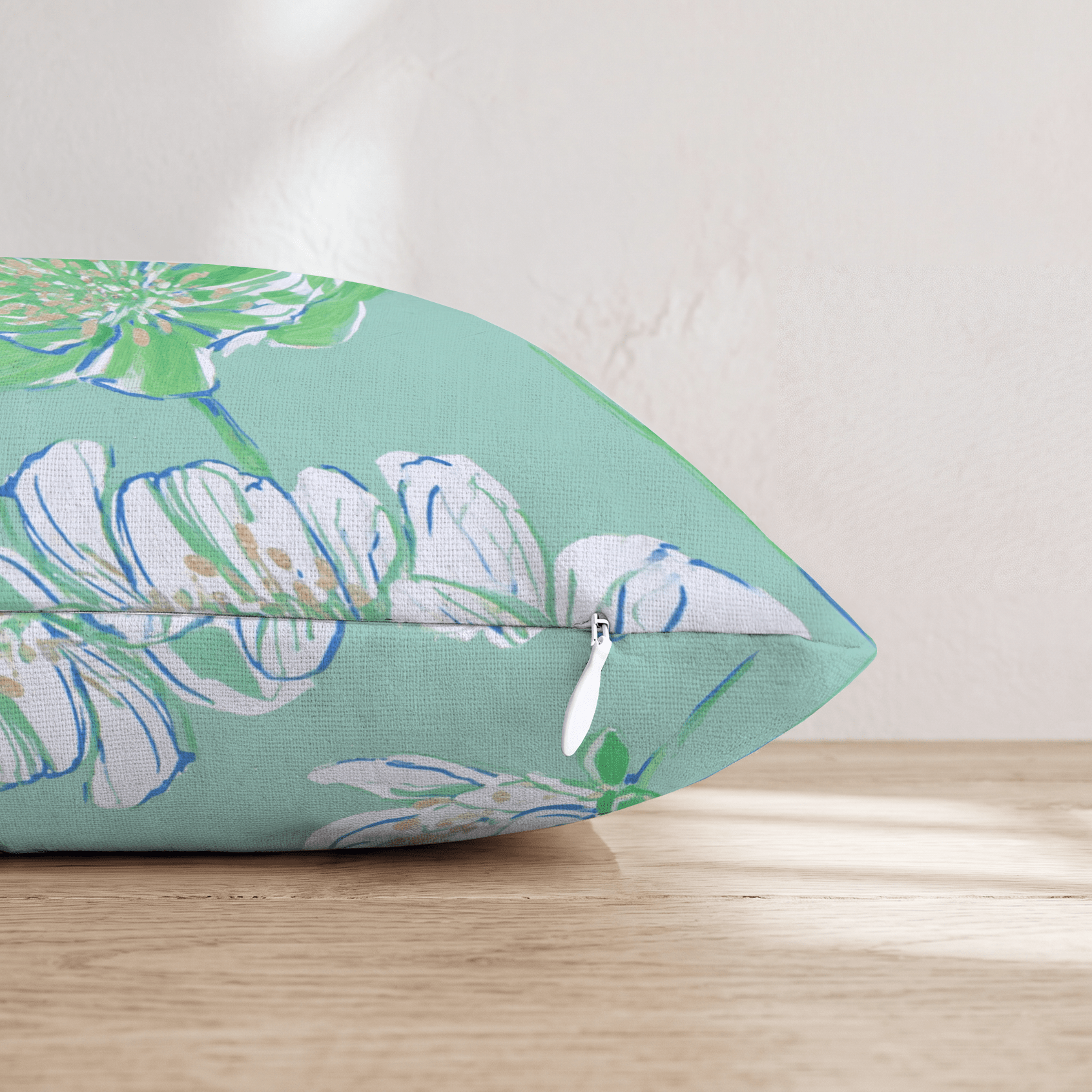 Mint Flowers Throw Pillow - Hillcroft Home