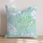 Mint Flowers Throw Pillow - Hillcroft Home