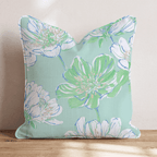 Mint Flowers Throw Pillow - Hillcroft Home