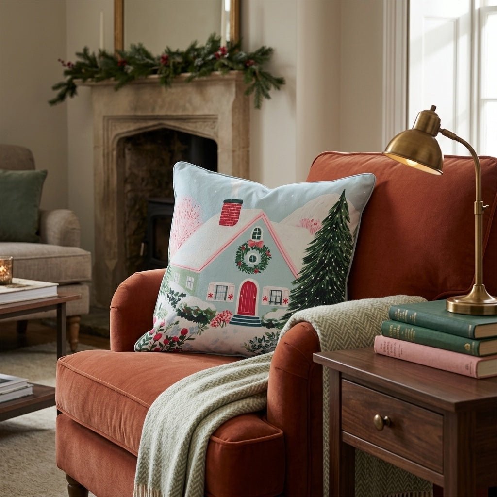 Mint Gable Cottage Garden Throw Pillow - Hillcroft Home