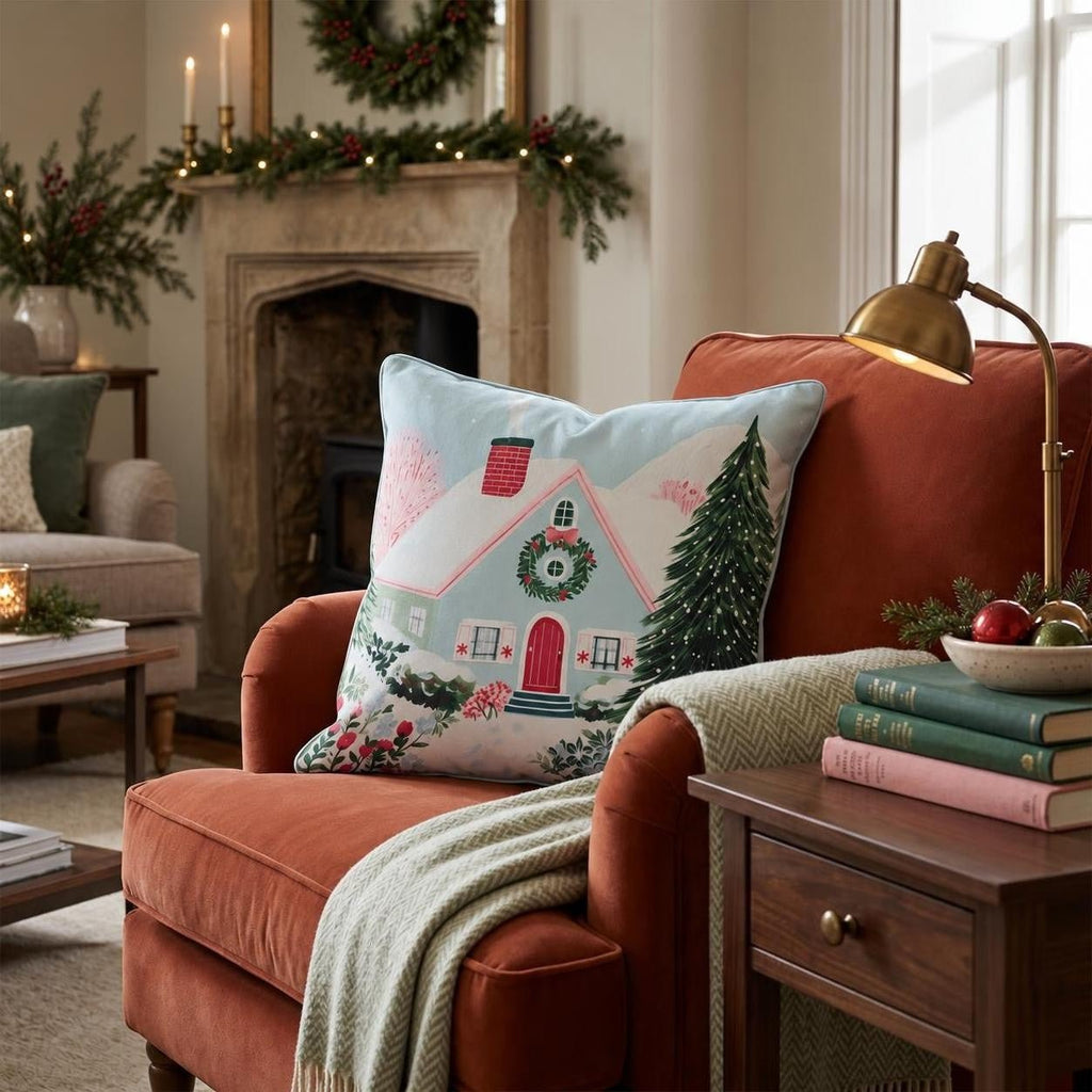 Mint Gable Cottage Garden Throw Pillow throw pillow - Hillcroft Home
