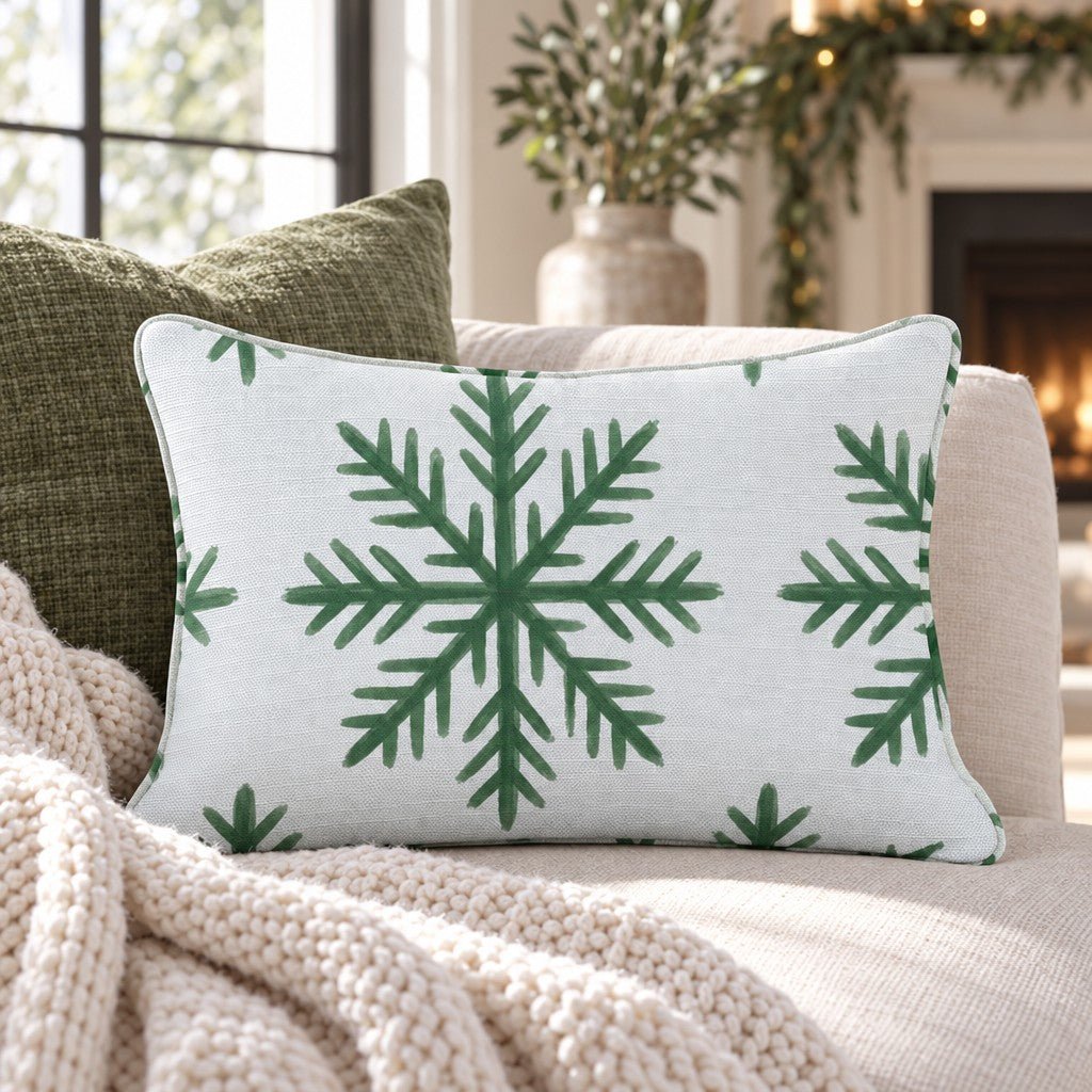 Mint Snowfall Throw Pillow throw pillow - Hillcroft Home