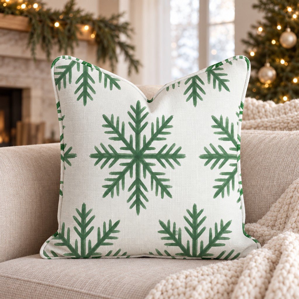 Mint Snowfall Throw Pillow throw pillow - Hillcroft Home