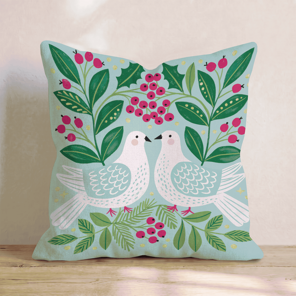Mint Turtledove Wreath Throw Pillow - Hillcroft Home