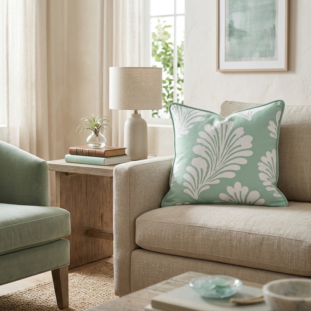 Minty Leaf Throw Pillow - Hillcroft Home