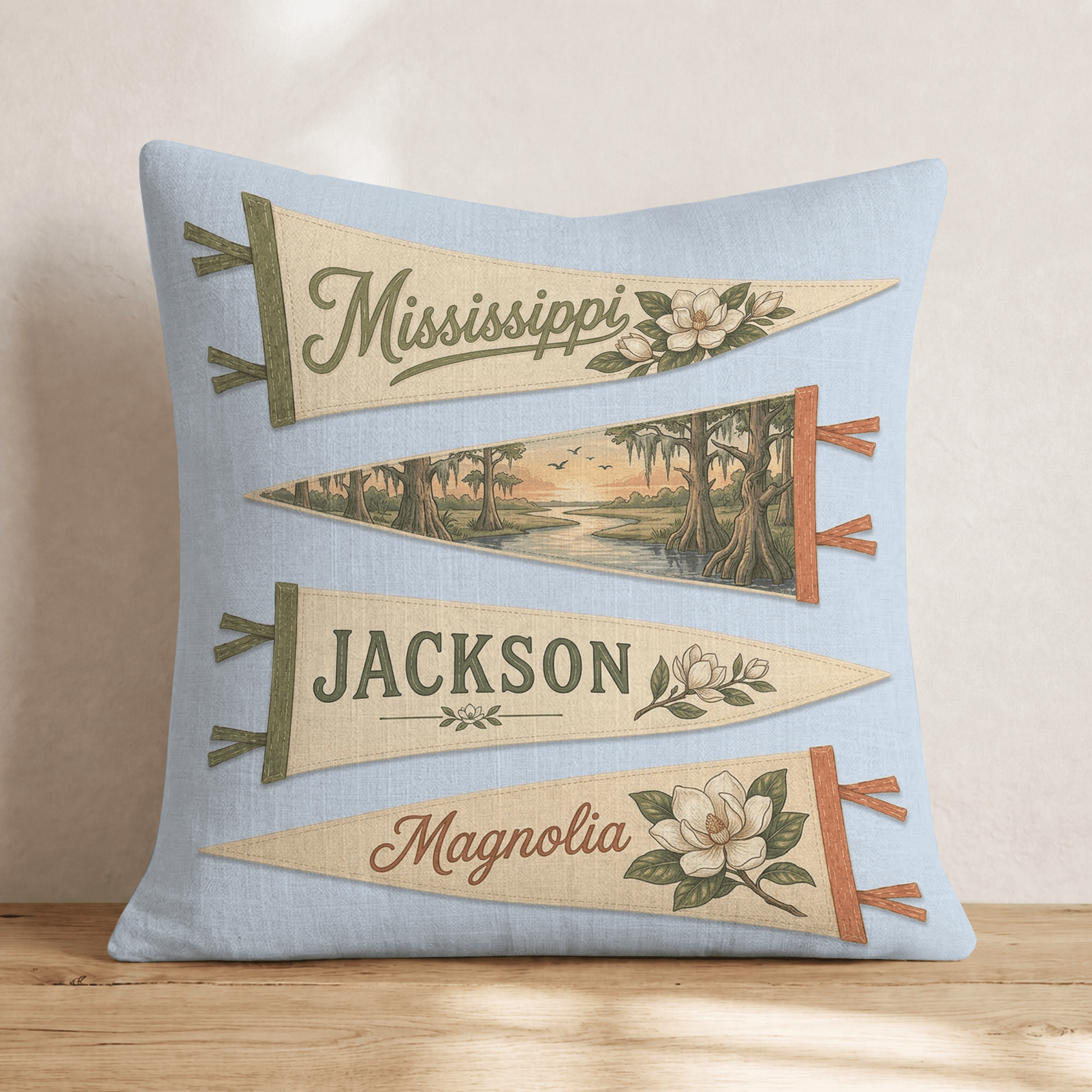 Mississippi Pennant Throw Pillow - Hillcroft Home