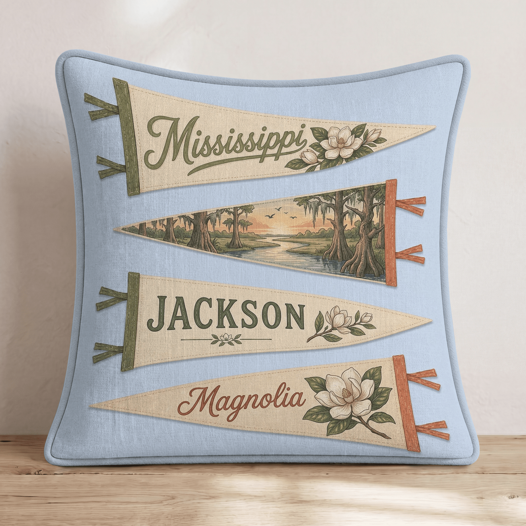 Mississippi Pennant Throw Pillow - Hillcroft Home