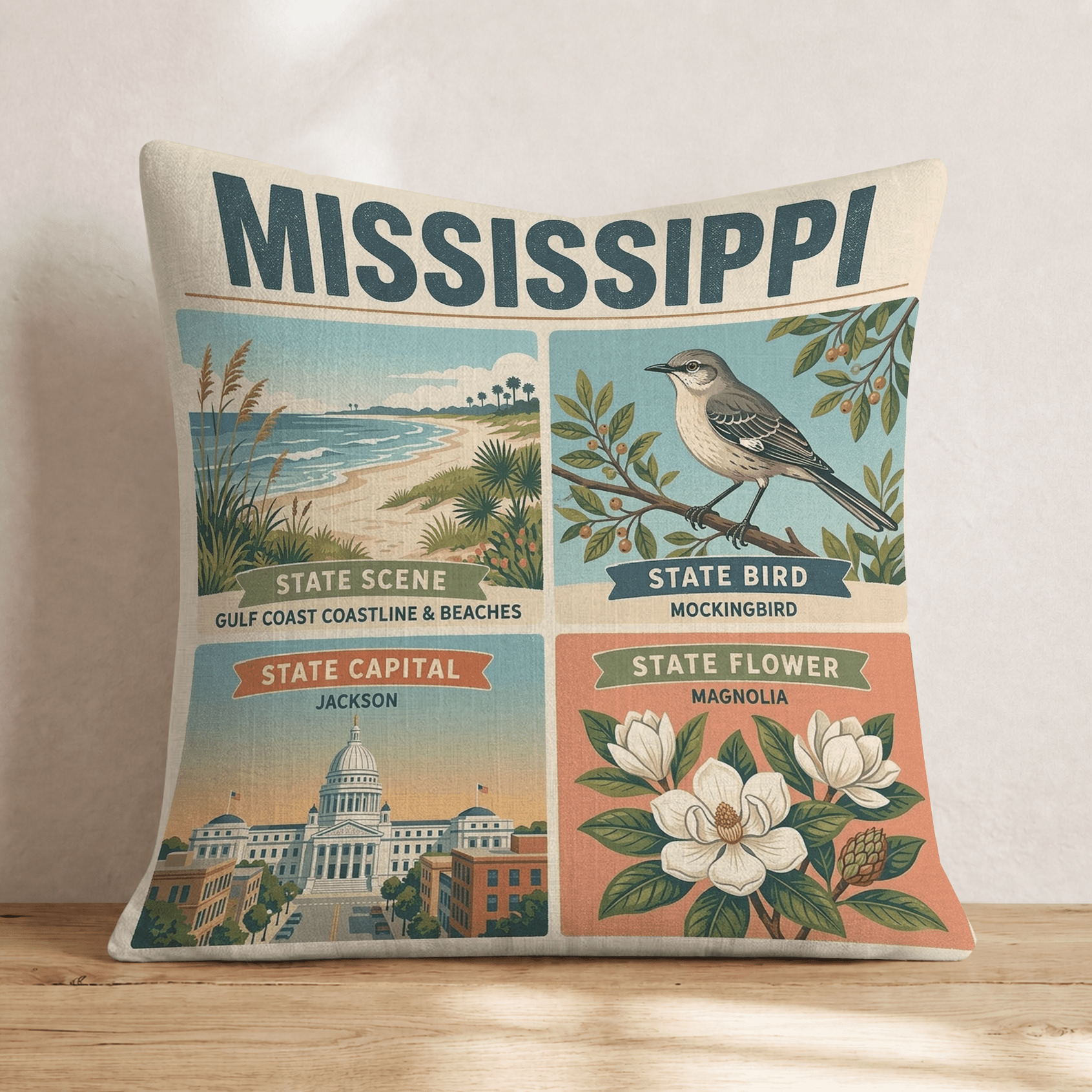 Mississippi State Symbol Throw Pillow - Hillcroft Home