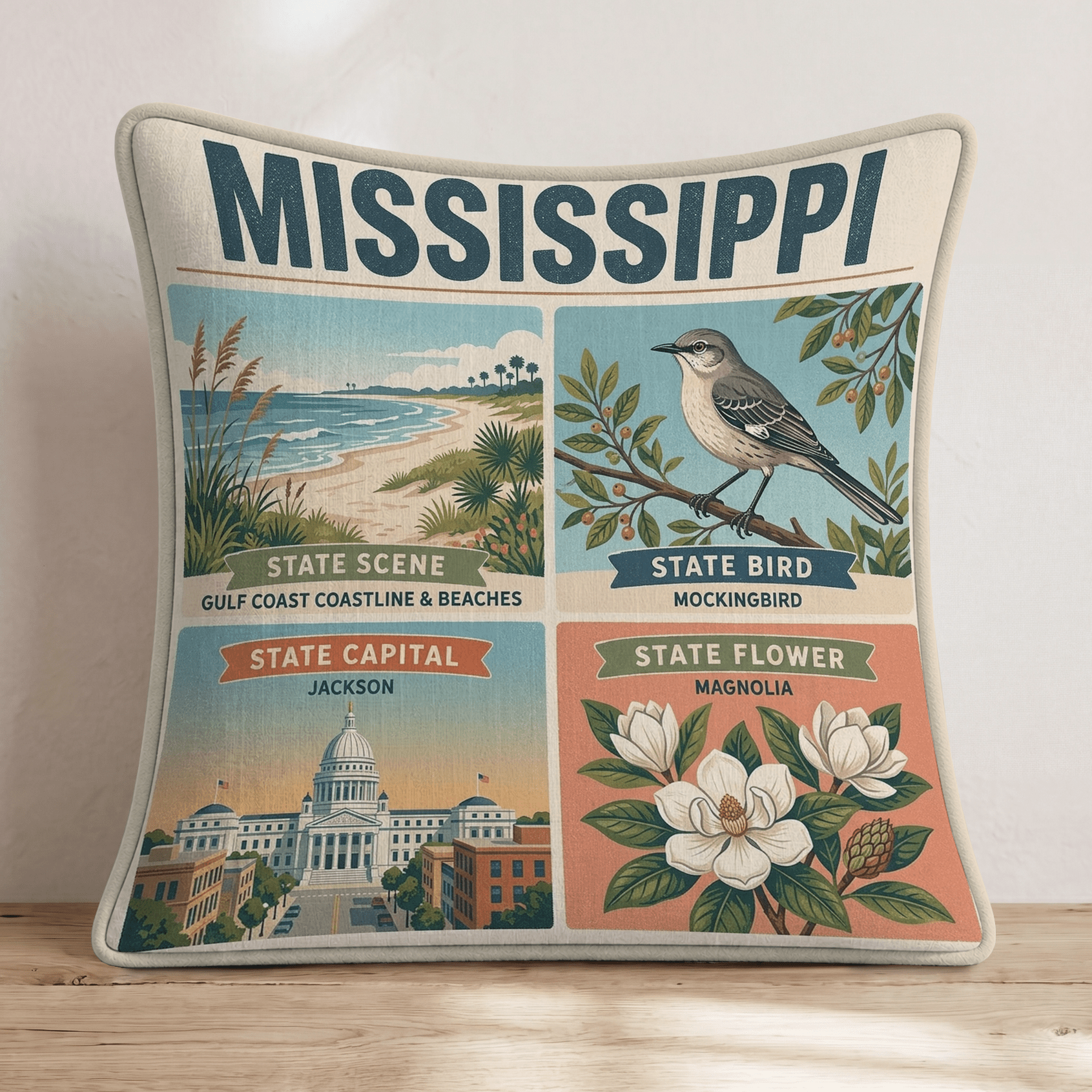 Mississippi State Symbol Throw Pillow - Hillcroft Home