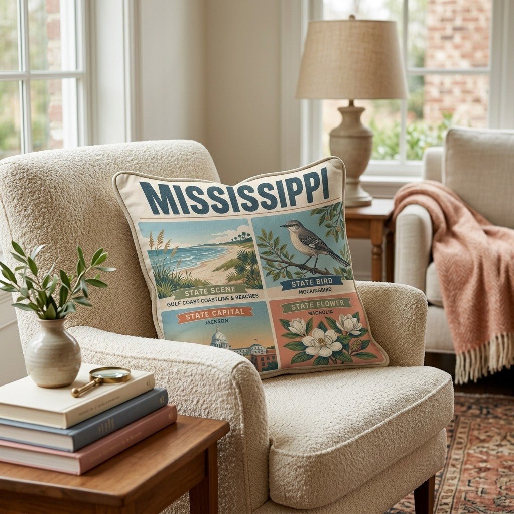 Mississippi State Symbol Throw Pillow - Hillcroft Home