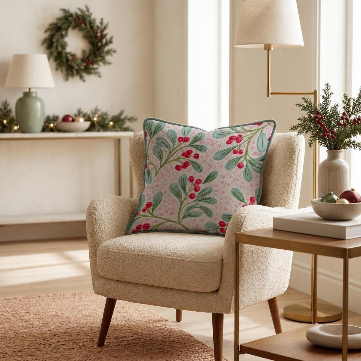 Mistletoe Christmas Season Throw Pillow throw pillow - Hillcroft Home