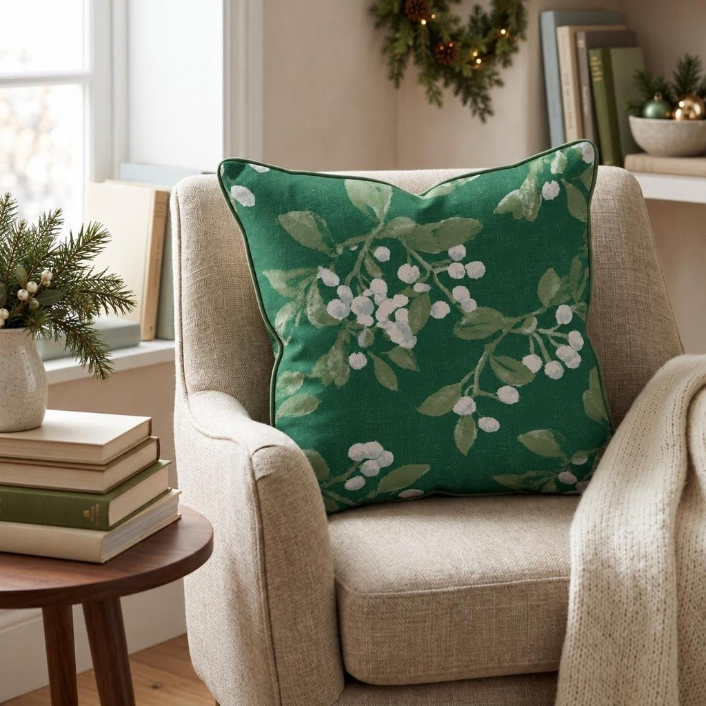 Mistletoe Greens Throw Pillow throw pillow - Hillcroft Home