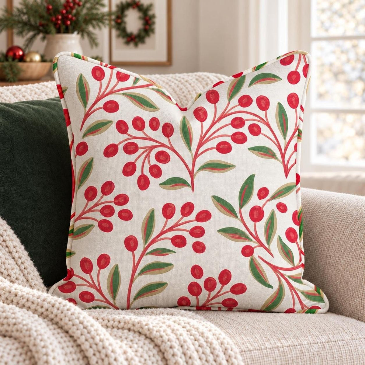 Mistletoe Meadow Throw Pillow throw pillow - Hillcroft Home